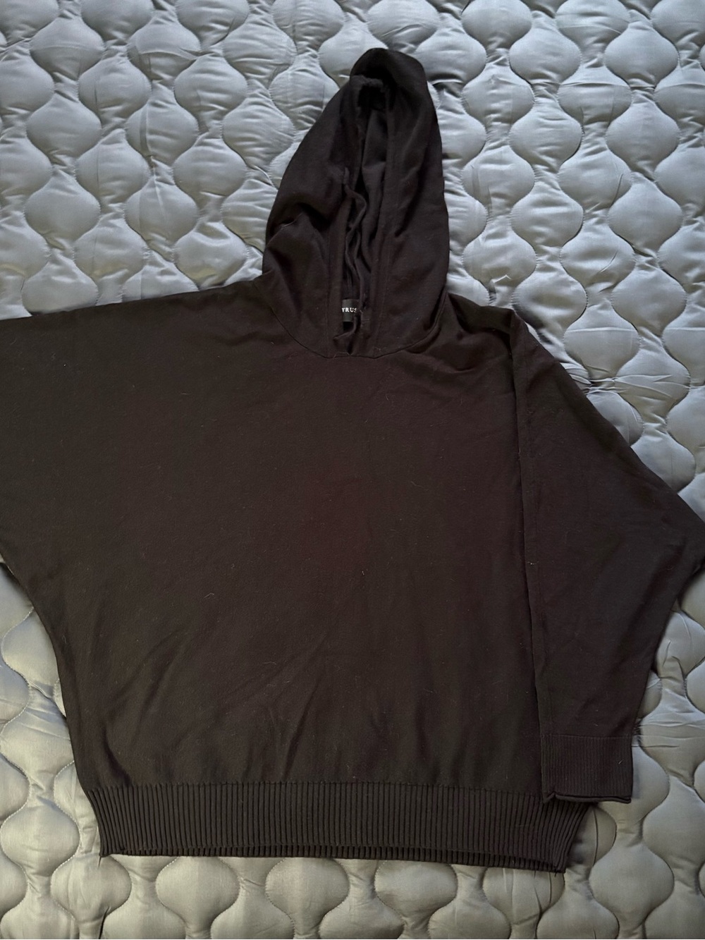 Cyrus Black Crewneck Hooded Dolman Sleeve Lightweight Sweater